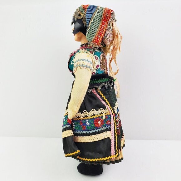 Czech Traditional Vintage 1950s Girl Doll Ornate Headdress Outfit Czechoslovakia - Picture 14 of 16